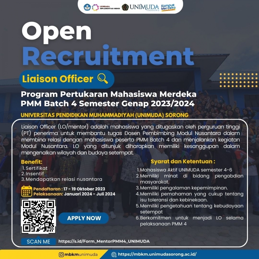DIBUKA! PENDAFTARAN CALON LO/ MENTOR PROGRAM PMM BATCH 4 UNIMUDA SORONG