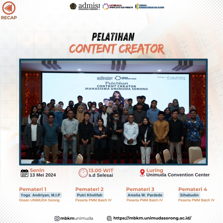 Pelatihan Content Creator Mahasiswa UNIMUDA Sorong: Membangun Kreativitas di Era Digital